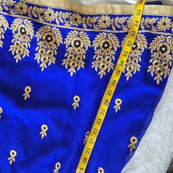 Elegant Royal Blue and Gold Embroidered Tunic Top Summer Indie Ethnic - Picture 10 of 12